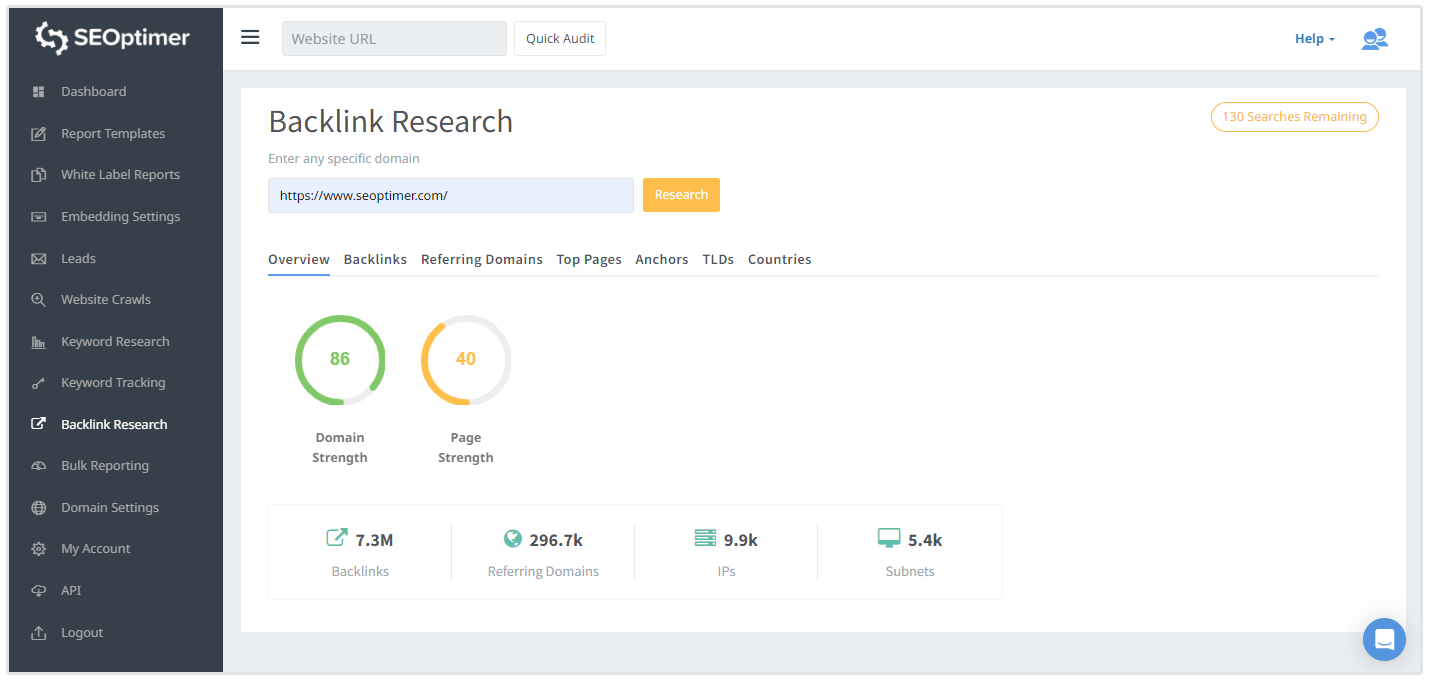 modulo di ricerca backlink